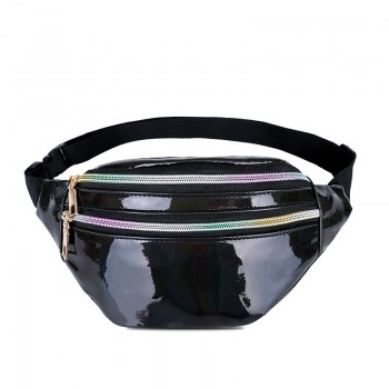  Holographic Waist Bags Women Pink Silver Fanny Pack Female Belt Bag Black Geometric Waist Packs Laser Chest Phone Pouch